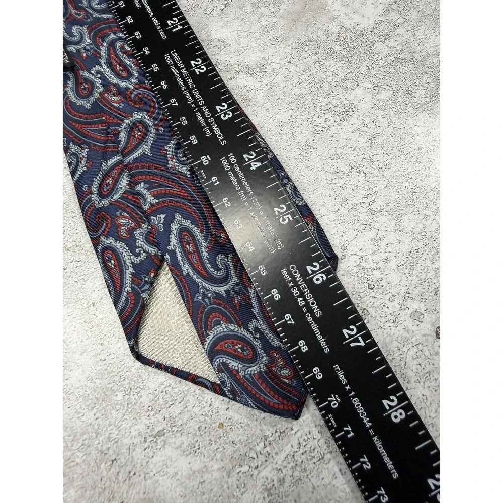Christian Dior Tie Mens One Size Blue Paisley 100% Silk Jacquard‎ Designer